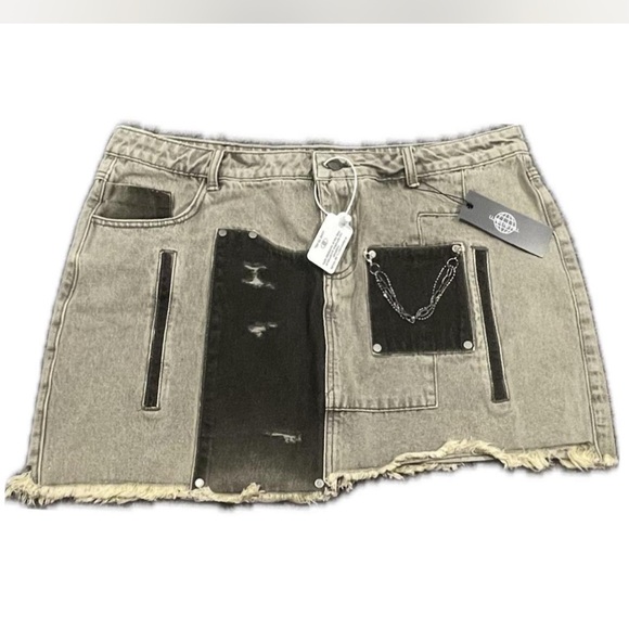 LUXE TO KILL CARPENTER SKIRT- SIZE 2 (UK 6) - KHAKI WASH - brand new - Picture 6 of 6